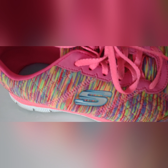 Skechers Women's Neon Multicolor Athletic Shoes - Picture 4 of 8